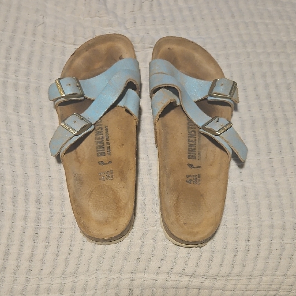 Birkenstock Icy Blue Double Cross Strap Sandals Sz 41